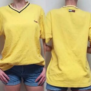VINTAGE Tommy Hilfiger Yellow V-neck Thermal Tee